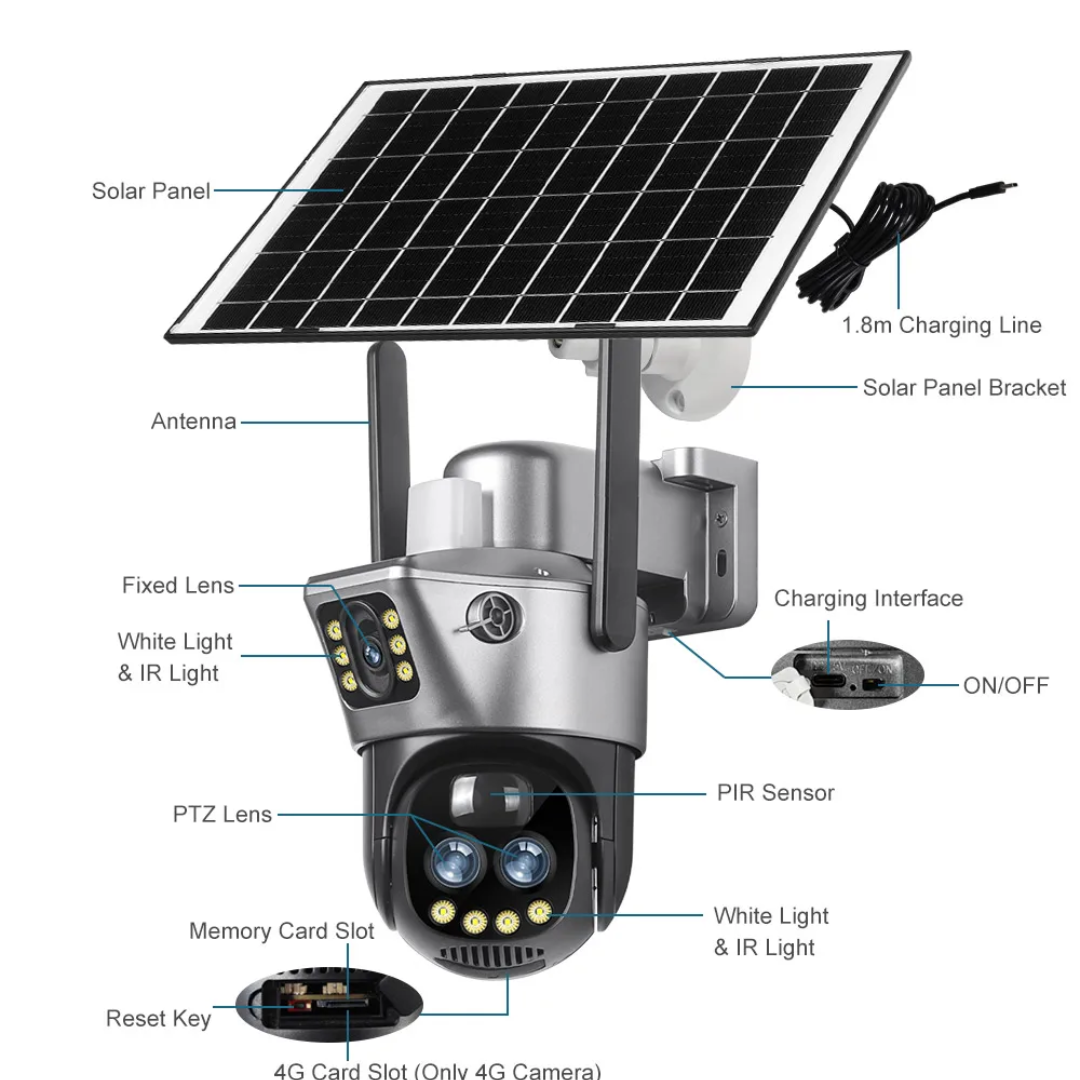 4K Solar Power Security Camera Motion Detection Night Vision 15MP 10X Zoom (no monthly fees)
