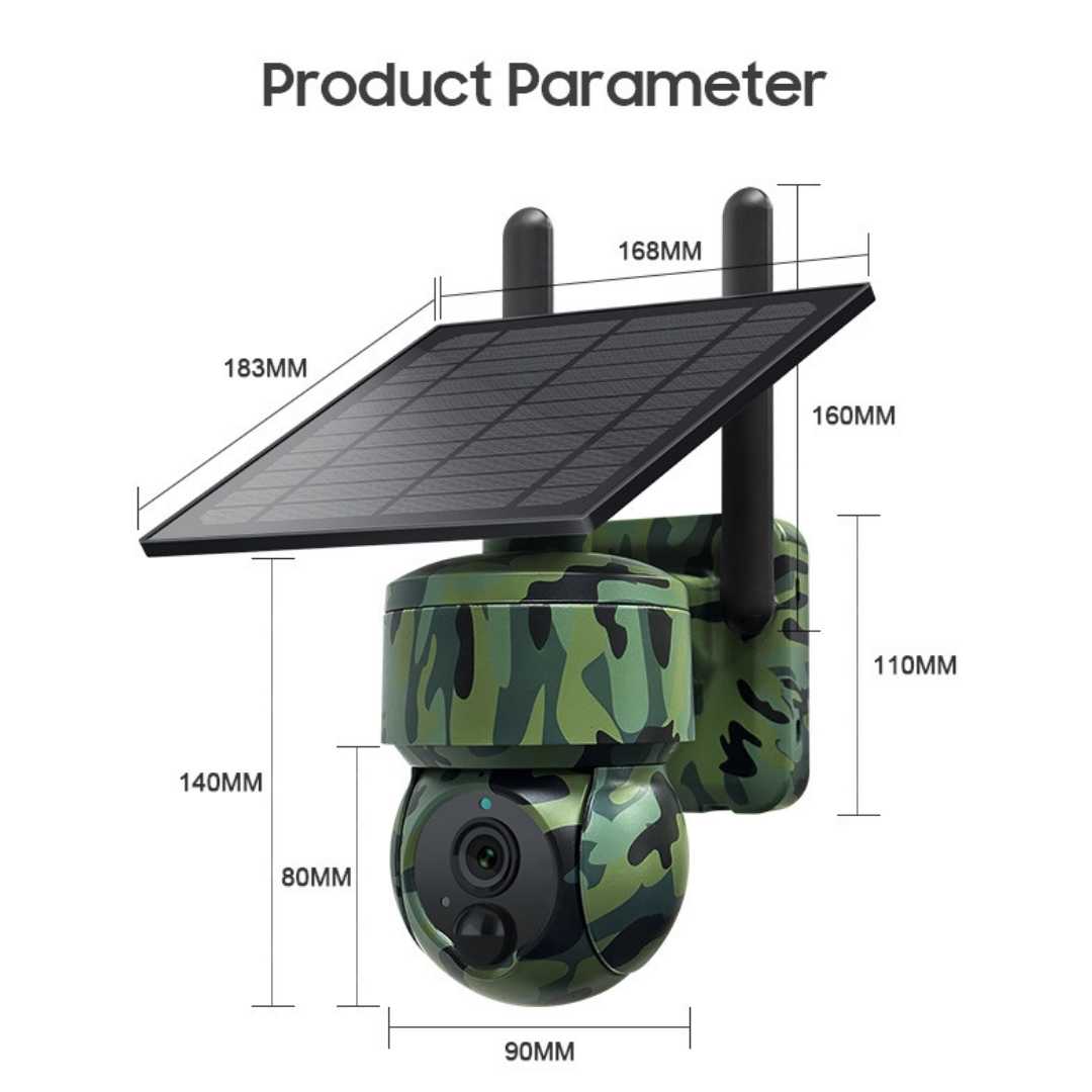 Caméra de sécurité solaire extérieure militaire 5MP 4K Full HD