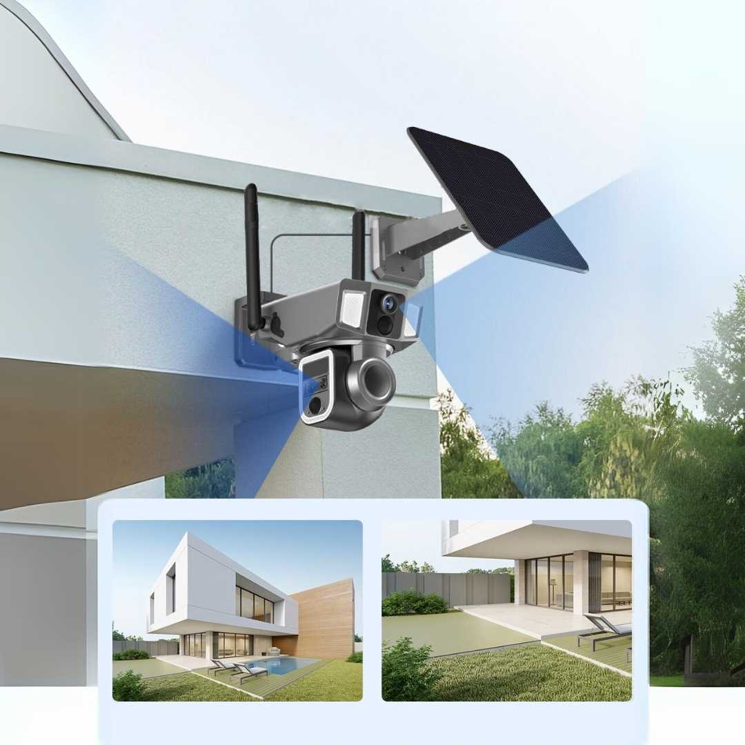 Caméra de sécurité à énergie solaire 8K 4G/5G WIFI Détection de mouvement Vision nocturne 15MP Zoom 10X