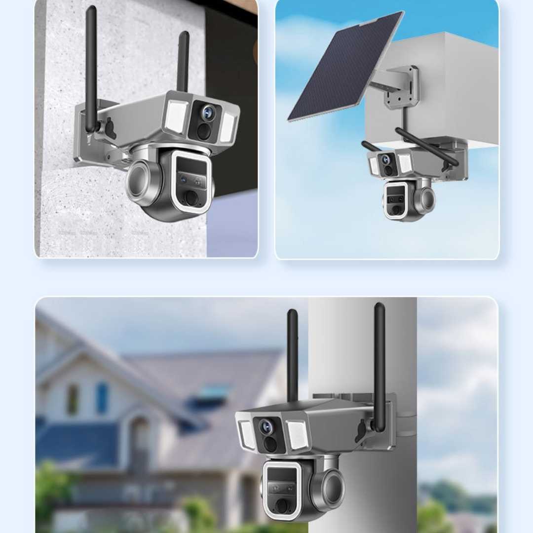 Caméra de sécurité à énergie solaire 8K 4G/5G WIFI Détection de mouvement Vision nocturne 15MP Zoom 10X