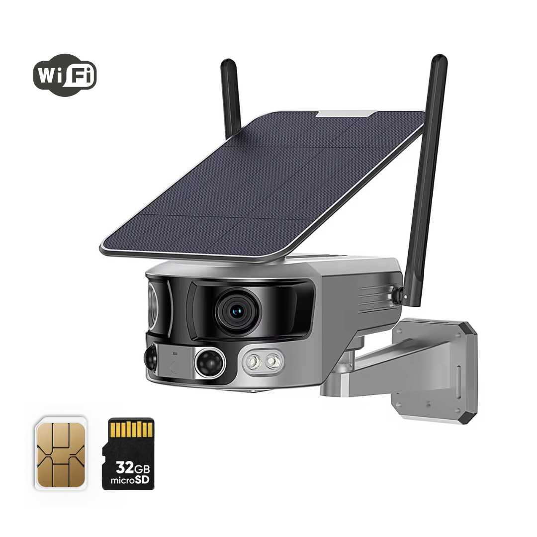 Cámara de seguridad solar ultra granangular 180 °