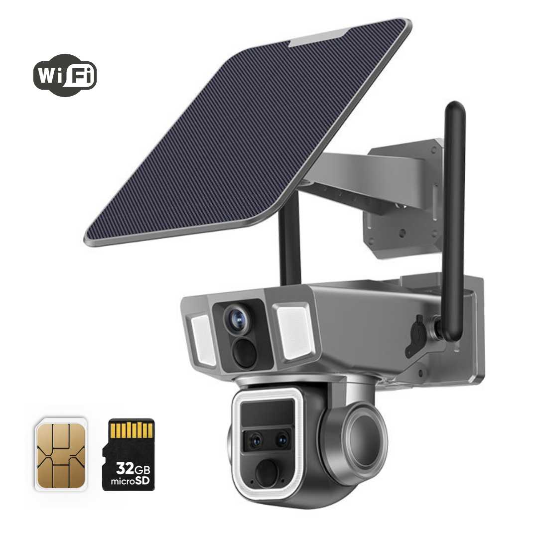 Caméra de sécurité à énergie solaire 8K 4G/5G WIFI Détection de mouvement Vision nocturne 15MP Zoom 10X