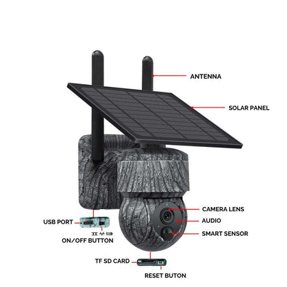Outdoor Solar Security Camera 6MP 4K Full HD