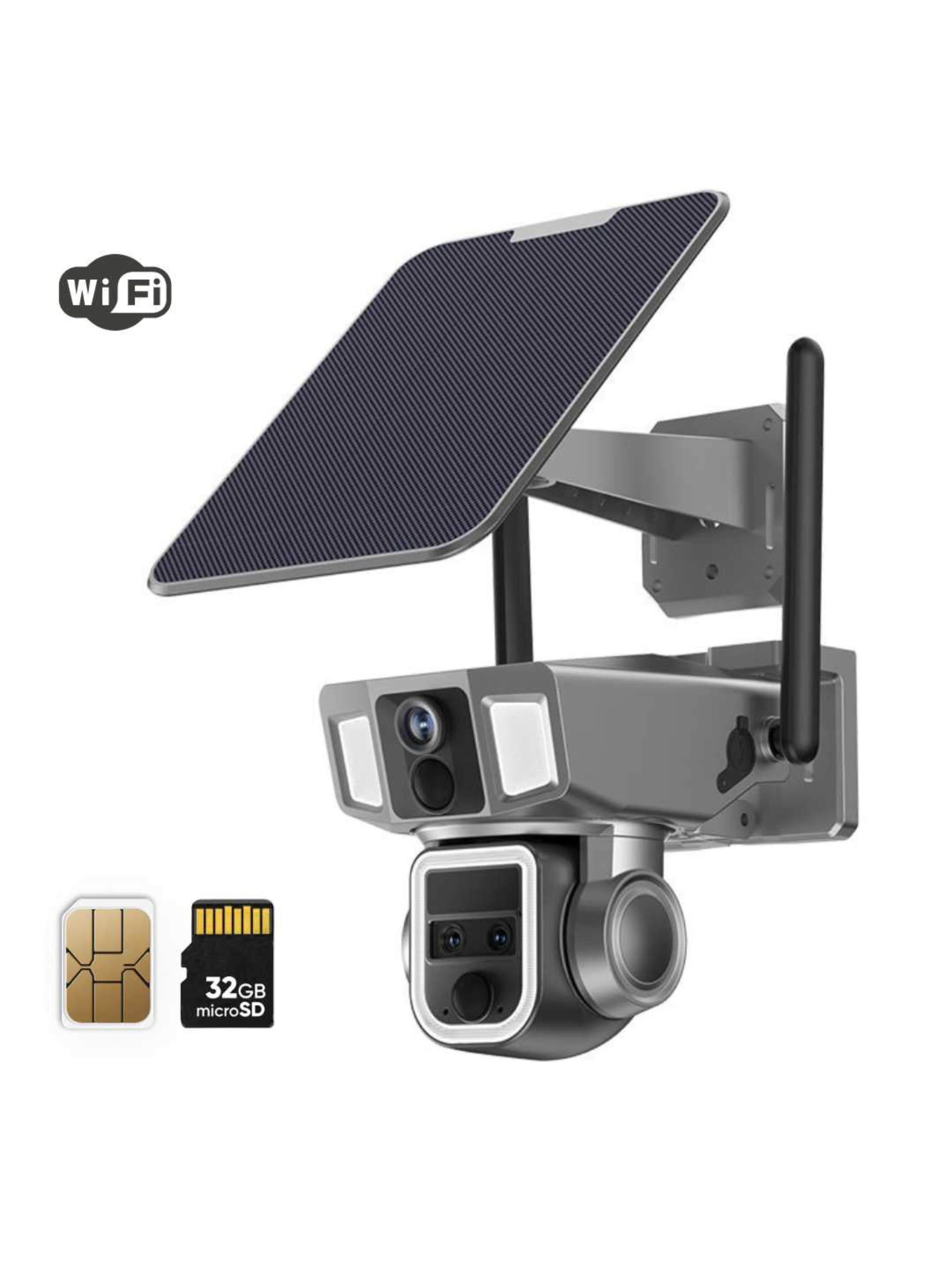 Caméra de sécurité à énergie solaire 8K 4G/5G WIFI Détection de mouvement Vision nocturne 15MP Zoom 10X