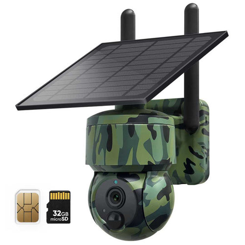 Military Outdoor Solar Security Camera 5MP 4K Full HD